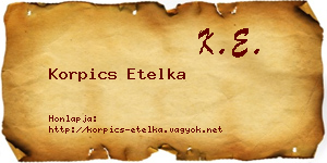 Korpics Etelka névjegykártya